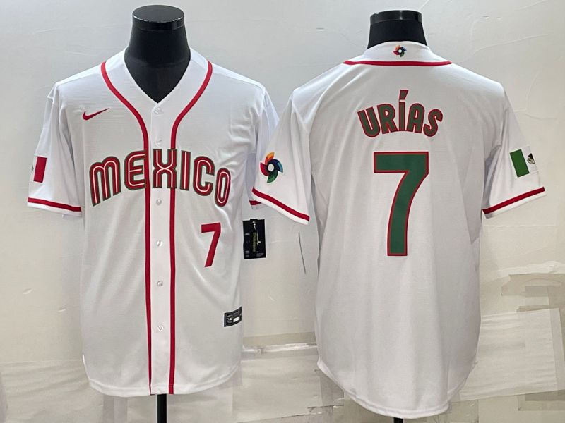 Men 2023 World Cub Mexico 7 Urias White Nike MLB Jersey7